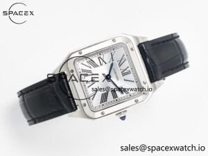 Santos Dumont 27.5mm IWSF Best Edition Silver Dial on Black Leather Strap Quartz - Image 8