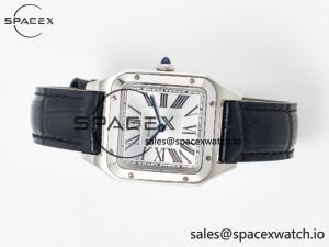 Santos Dumont 27.5mm IWSF Best Edition Silver Dial on Black Leather Strap Quartz - Image 7