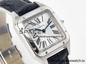 Santos Dumont 27.5mm IWSF Best Edition Silver Dial on Black Leather Strap Quartz - Image 3