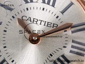 Ballon Blanc De Cartier 30mm RG DRF 1:1 Best Edition Silvered Texture Dial Diamonds Bezel on Green Leather Strap Ronda Quartz - Image 9