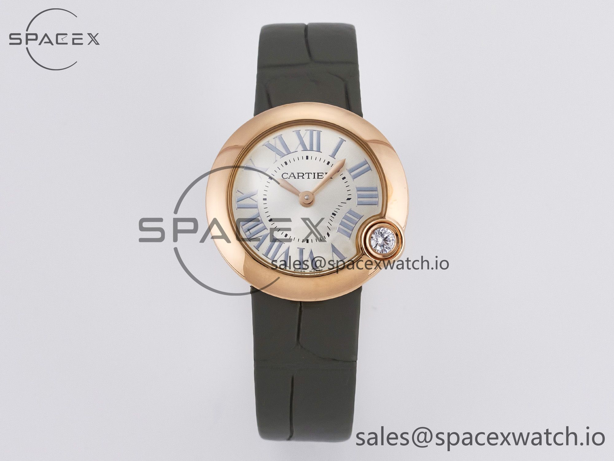 IMG_3455 拷贝 Ballon Blanc De Cartier 30mm RG DRF 1:1 Best Edition Silvered Texture Dial on Green Leather Strap Ronda Quartz - Image 1