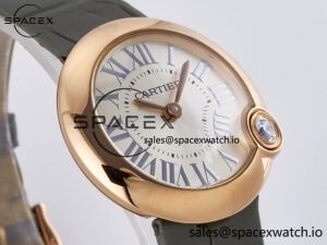 Ballon Blanc De Cartier 30mm RG DRF 1:1 Best Edition Silvered Texture Dial on Green Leather Strap Ronda Quartz - Image 3