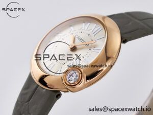 Ballon Blanc De Cartier 30mm RG DRF 1:1 Best Edition Silvered Texture Dial on Green Leather Strap Ronda Quartz - Image 5