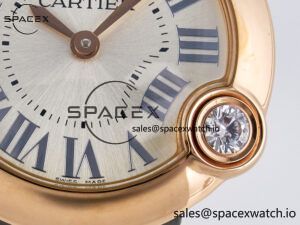 Ballon Blanc De Cartier 30mm RG DRF 1:1 Best Edition Silvered Texture Dial on Green Leather Strap Ronda Quartz - Image 10