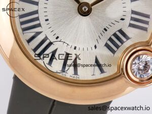 Ballon Blanc De Cartier 30mm RG DRF 1:1 Best Edition Silvered Texture Dial on Green Leather Strap Ronda Quartz - Image 11