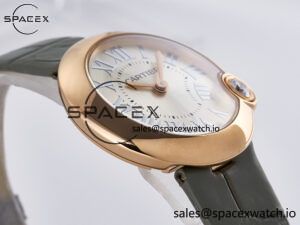 Ballon Blanc De Cartier 30mm RG DRF 1:1 Best Edition Silvered Texture Dial on Green Leather Strap Ronda Quartz - Image 6