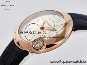 Ballon Blanc De Cartier 30mm RG DRF 1:1 Best Edition Silvered Texture Dial on Black Leather Strap Ronda Quartz - Image 5