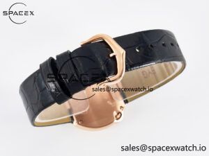 Ballon Blanc De Cartier 30mm RG DRF 1:1 Best Edition Silvered Texture Dial on Black Leather Strap Ronda Quartz - Image 13