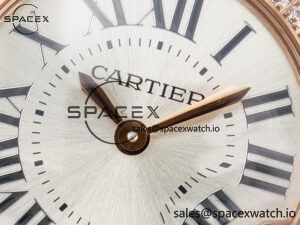 Ballon Blanc De Cartier 30mm RG DRF 1:1 Best Edition Silvered Texture Dial Diamonds Bezel on Black Leather Strap Ronda Quartz - Image 10