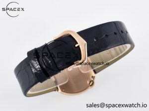 Ballon Blanc De Cartier 30mm RG DRF 1:1 Best Edition Silvered Texture Dial Diamonds Bezel on Black Leather Strap Ronda Quartz - Image 15