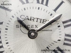 Ballon Blanc De Cartier 30mm SS DRF 1:1 Best Edition Silvered Texture Dial Diamonds Bezel on Blue Calfskin Strap Ronda Quartz - Image 9