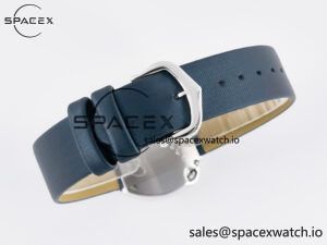 Ballon Blanc De Cartier 30mm SS DRF 1:1 Best Edition Silvered Texture Dial Diamonds Bezel on Blue Calfskin Strap Ronda Quartz - Image 13