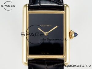 Tank Louis Cartier Large YG 33.7mm DRF 1:1 Best Edition Black Dial on Black Leather Strap Swiss Quartz - Image 2