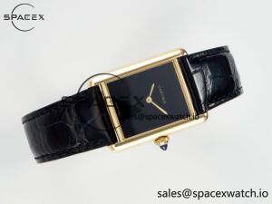 Tank Louis Cartier Large YG 33.7mm DRF 1:1 Best Edition Black Dial on Black Leather Strap Swiss Quartz - Image 8