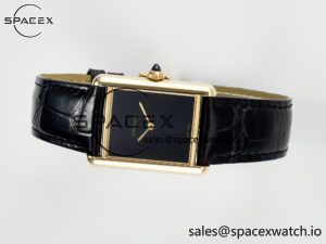 Tank Louis Cartier Large YG 33.7mm DRF 1:1 Best Edition Black Dial on Black Leather Strap Swiss Quartz - Image 7