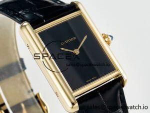 Tank Louis Cartier Large YG 33.7mm DRF 1:1 Best Edition Black Dial on Black Leather Strap Swiss Quartz - Image 3