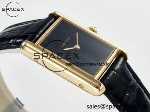 Tank Louis Cartier Large YG 33.7mm DRF 1:1 Best Edition Black Dial on Black Leather Strap Swiss Quartz - Image 6