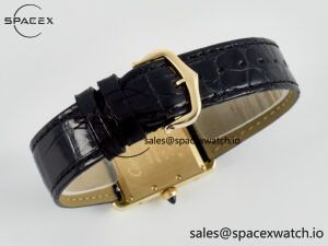 Tank Louis Cartier Large YG 33.7mm DRF 1:1 Best Edition Black Dial on Black Leather Strap Swiss Quartz - Image 13