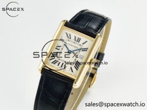 Tank Must Large YG 33.7mm DRF 1:1 Best Edition YG Dial on Black Leather Strap Swiss Quartz - Image 4