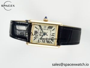 Tank Must Large YG 33.7mm DRF 1:1 Best Edition YG Dial on Black Leather Strap Swiss Quartz - Image 7