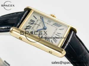 Tank Must Large YG 33.7mm DRF 1:1 Best Edition YG Dial on Black Leather Strap Swiss Quartz - Image 6