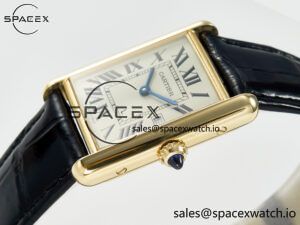 Tank Must Large YG 33.7mm DRF 1:1 Best Edition YG Dial on Black Leather Strap Swiss Quartz - Image 5