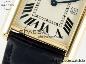 Tank Must Large YG 33.7mm DRF 1:1 Best Edition YG Dial on Black Leather Strap Swiss Quartz - Image 11