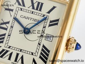 Tank Must Large YG 33.7mm DRF 1:1 Best Edition YG Dial on Brown Leather Strap Swiss Quartz - Image 10