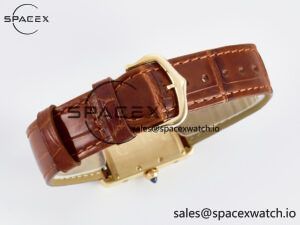 Tank Must Large YG 33.7mm DRF 1:1 Best Edition YG Dial on Brown Leather Strap Swiss Quartz - Image 14