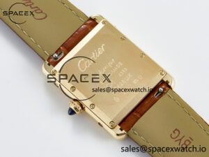 Tank Must Large YG 33.7mm DRF 1:1 Best Edition YG Dial on Brown Leather Strap Swiss Quartz - Image 15