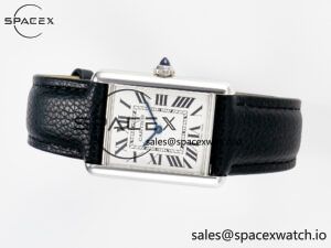 Tank Must Large SS 33.7mm DRF 1:1 Best Edition White Dial on Black Leather Strap Swiss Quartz - Image 7
