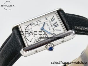 Tank Must Large SS 33.7mm DRF 1:1 Best Edition White Dial on Black Leather Strap Swiss Quartz - Image 5