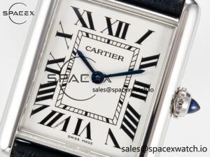 Tank Must Large SS 33.7mm DRF 1:1 Best Edition White Dial on Black Leather Strap Swiss Quartz - Image 9