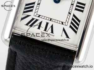 Tank Must Large SS 33.7mm DRF 1:1 Best Edition White Dial on Black Leather Strap Swiss Quartz - Image 10
