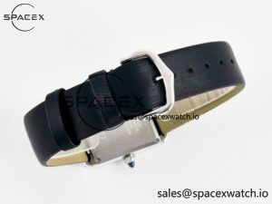 Tank Must Large SS 33.7mm DRF 1:1 Best Edition White Dial Diamonds Bezel on Black Calfskin Strap Swiss Quartz - Image 13