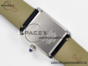 Tank Must Large SS 33.7mm DRF 1:1 Best Edition White Dial Diamonds Bezel on Black Calfskin Strap Swiss Quartz - Image 14
