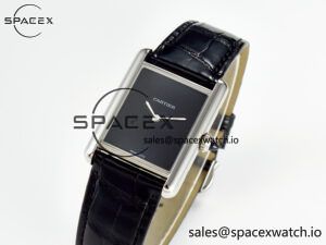 Tank Must Large SS 33.7mm DRF 1:1 Best Edition Black Dial on Black Leather Strap Swiss Quartz - Image 4
