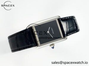 Tank Must Large SS 33.7mm DRF 1:1 Best Edition Black Dial on Black Leather Strap Swiss Quartz - Image 8