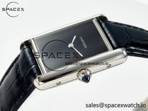 Tank Must Large SS 33.7mm DRF 1:1 Best Edition Black Dial on Black Leather Strap Swiss Quartz - Image 5