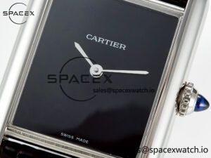 Tank Must Large SS 33.7mm DRF 1:1 Best Edition Black Dial on Black Leather Strap Swiss Quartz - Image 9