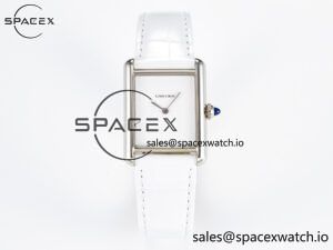 Tank Must Large SS 33.7mm DRF 1:1 Best Edition White Dial on White Leather Strap Swiss Quartz