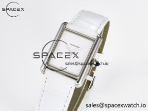 Tank Must Large SS 33.7mm DRF 1:1 Best Edition White Dial on White Leather Strap Swiss Quartz - Image 4