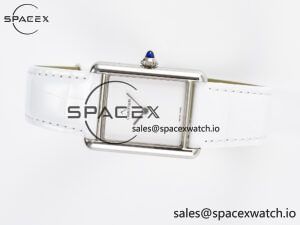 Tank Must Large SS 33.7mm DRF 1:1 Best Edition White Dial on White Leather Strap Swiss Quartz - Image 7