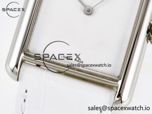 Tank Must Large SS 33.7mm DRF 1:1 Best Edition White Dial on White Leather Strap Swiss Quartz - Image 10