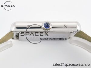 Tank Must Large SS 33.7mm DRF 1:1 Best Edition White Dial on White Leather Strap Swiss Quartz - Image 12