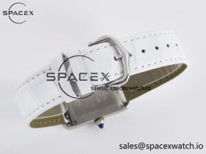 Tank Must Large SS 33.7mm DRF 1:1 Best Edition White Dial on White Leather Strap Swiss Quartz - Image 13