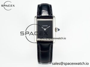 Tank Must Small SS 29mm DRF 1:1 Best Edition Black Dial on Black Leather Strap Swiss Quartz