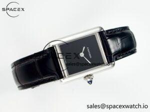 Tank Must Small SS 29mm DRF 1:1 Best Edition Black Dial on Black Leather Strap Swiss Quartz - Image 8