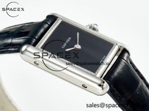 Tank Must Small SS 29mm DRF 1:1 Best Edition Black Dial on Black Leather Strap Swiss Quartz - Image 6