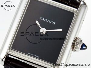 Tank Must Small SS 29mm DRF 1:1 Best Edition Black Dial on Black Leather Strap Swiss Quartz - Image 9